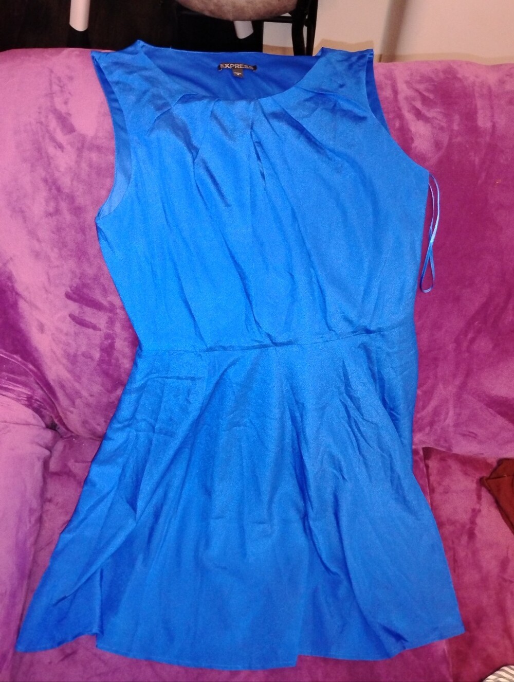 Express Sleeveless Bright Blue Flare Dress